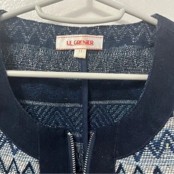 Unique Vintage Le Grenier Patterned Zip Up Jacket With Pockets - Picture 4 of 4